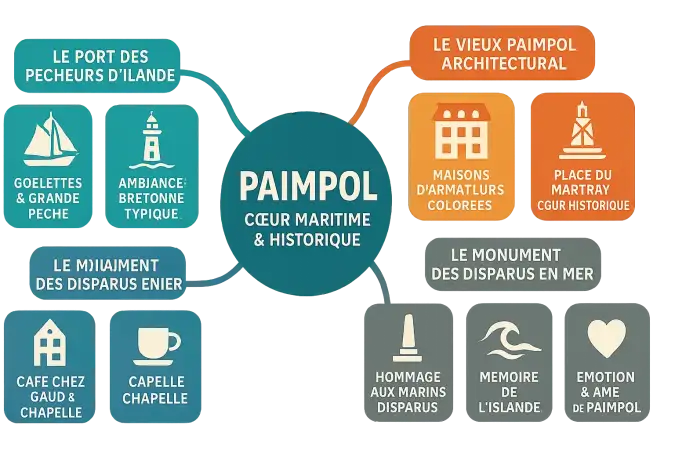 Vue sur le port de Paimpol et ses maisons colorées