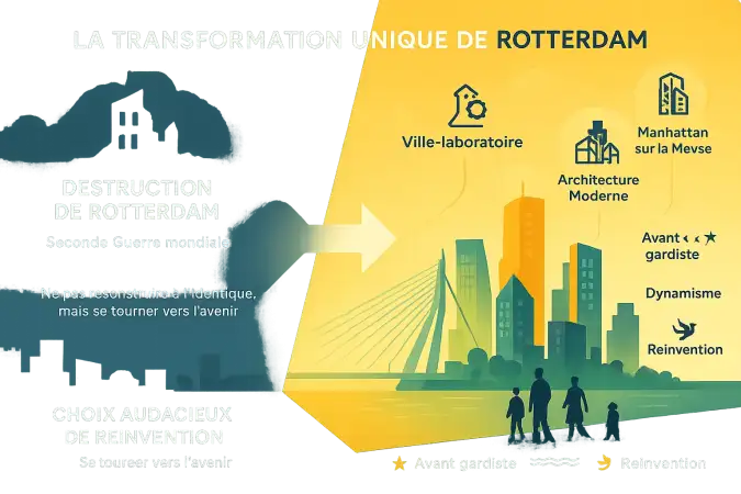 Rotterdam, architecture moderne et skyline futuriste