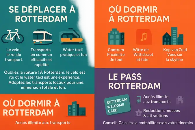 Vue aérienne de Rotterdam avec ses quartiers modernes et historiques