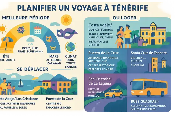 Paysage de Tenerife avec ses plages et montagnes