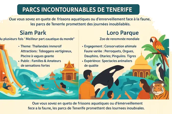 Vue aérienne du Siam Park à Tenerife avec ses attractions aquatiques