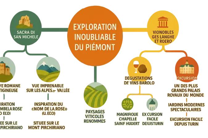 Vue sur les vignobles du Piémont
